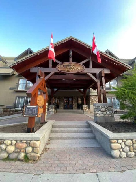 The cute mountain-style architecture of Banff Inn hotel in downtown Banff which is where we stayed during our summer trip to Banff.