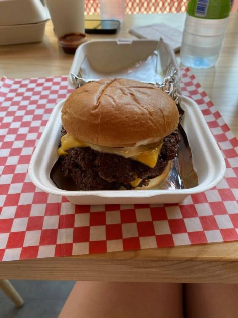 The delicious and juicy double smashburger from Burger Drops in Toronto which is one of the most popular spot for smashburgers.