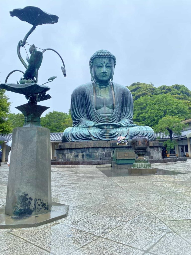 The massive Kotoku-In Great Buddha temple in Kamakura which is a popular day trip from Tokyo.