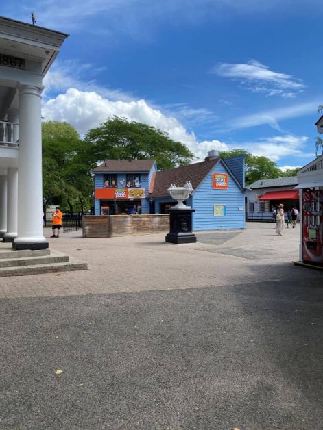 The charming architecture of the stores and buildings surrounding Centreville Amusement Park on Centre Island on Toronto Islands.